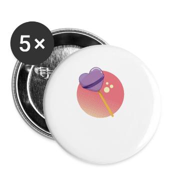 Cadeau de bonbons Lollipop - Lot de 5 grands badges (56 mm) - blanc - Devant