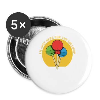 Cadeau de bonbons Lollipop - Lot de 5 grands badges (56 mm) - blanc - Devant