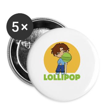 Cadeau de bonbons Lollipop - Lot de 5 grands badges (56 mm) - blanc - Devant