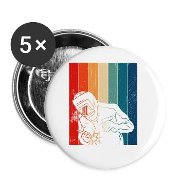 Soudeur rétro Soudeur vintage - Lot de 5 grands badges (56 mm) - blanc - Devant