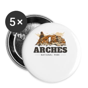 Arches National Park Utah National Park B�gen - Buttons groß 56 mm (5er Pack) - Weiß - Vorne