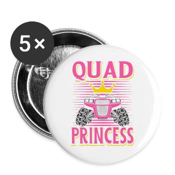 Quad Princess ATV Allrad Quad Fahren Offroad Girl - Buttons groß 56 mm (5er Pack) - Weiß - Vorne