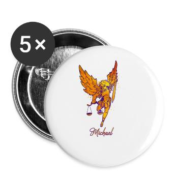 Erzengel Michael - Buttons groß 56 mm (5er Pack) - Weiß - Vorne