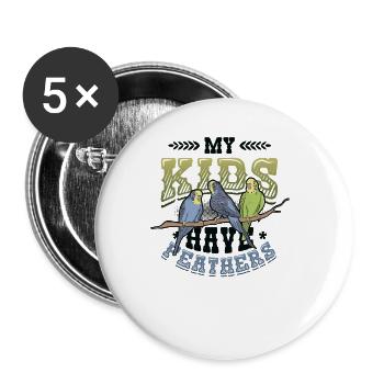 My children have feathers, budgie, bird - Buttons large 2.2''/56 mm (5-pack) - white - Front