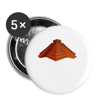 Pyramide aztèque - Lot de 5 grands badges (56 mm) - blanc - Devant