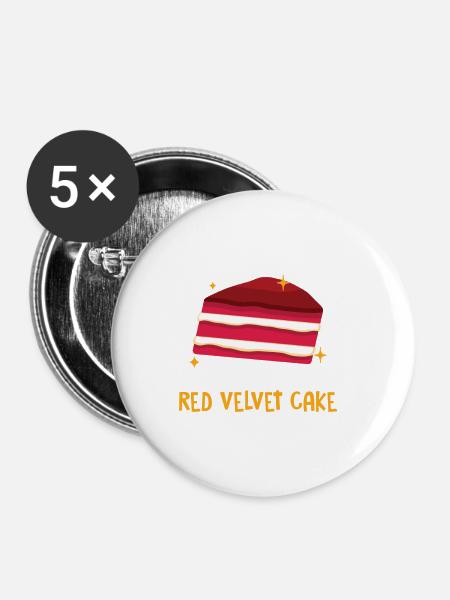 Velvet Cake Kuchen Geschenk - Buttons groß 56 mm (5er Pack) - Weiß