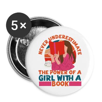 Feminist Never Underestimate The - Buttons large 2.2''/56 mm (5-pack) - white - Front