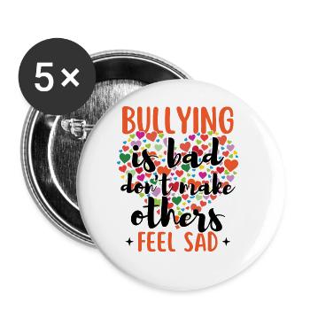 Anti Bullying Awarenss Month Heart Unity Day - Buttons large 2.2''/56 mm (5-pack) - white - Front