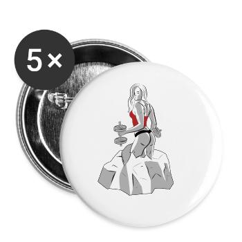 Fitness Perte de poids Musculation Poids Femmes Musc - Lot de 5 grands badges (56 mm) - blanc - Devant