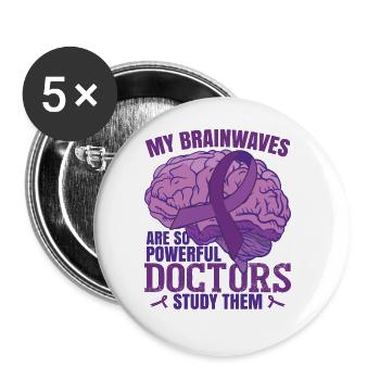 My Brainwaves Are Powerful - Buttons large 2.2''/56 mm (5-pack) - white - Front