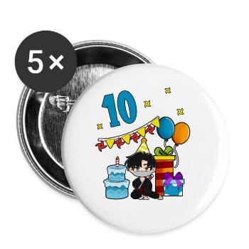 Mit Ninja - Jungs Geburtstag 10 Jahre - Buttons groß 56 mm (5er Pack) - Weiß - Vorne