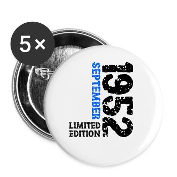 1952 Septembre Edition Limitée 71e anniversaire Déco - Lot de 5 grands badges (56 mm) - blanc - Devant