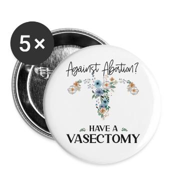 Fleur Féministe Floral Contre - Lot de 5 grands badges (56 mm) - blanc - Devant