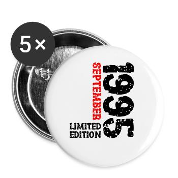1995 September Limited Edition 28. Geburtstag Deko - Buttons groß 56 mm (5er Pack) - Weiß - Vorne