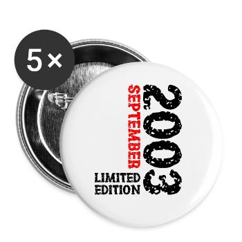 2003 Septembre Edition Limitée 20th Birthday Décoration - Lot de 5 grands badges (56 mm) - blanc - Devant
