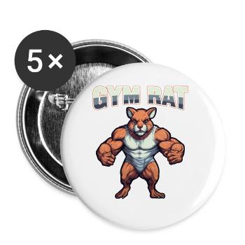 Gym Council Bodybuilding Weight Training Fun Fitness - Buttons large 2.2''/56 mm (5-pack) - white - Front