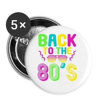 Fête à thème des années 80 Retour au costume des années 80 - Lot de 5 grands badges (56 mm) - blanc - Devant