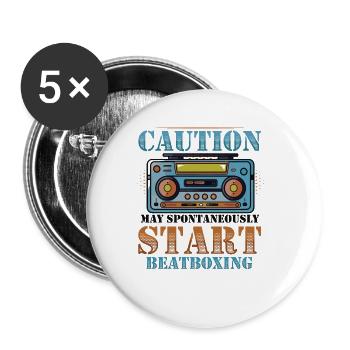 Caution can spontaneously start beatboxing - Buttons large 2.2''/56 mm (5-pack) - white - Front