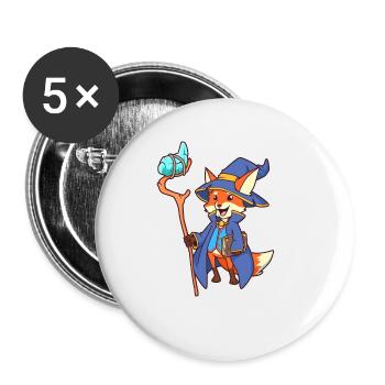 Zauberer Fuchs - Buttons groß 56 mm (5er Pack) - Weiß - Vorne