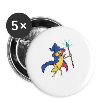 Zauberer Banane - Buttons groß 56 mm (5er Pack) - Weiß - Vorne