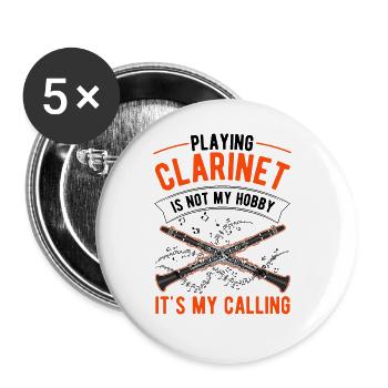 Clarinets Hobby Clarinet player Clarinetist - Buttons large 2.2''/56 mm (5-pack) - white - Front