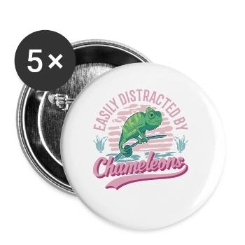 Easily distracted by Chameleons Chameleon - Buttons large 2.2''/56 mm (5-pack) - white - Front