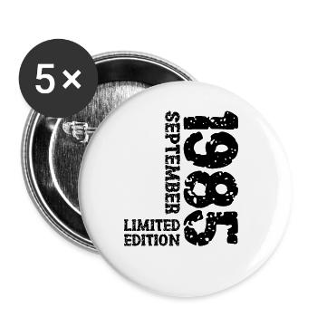 1985 September Limited Edition 38. Geburtstag Deko - Buttons groß 56 mm (5er Pack) - Weiß - Vorne