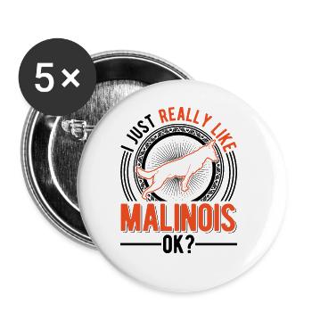 Belgian Malinois Mechelse Herder - Buttons large 2.2''/56 mm (5-pack) - white - Front