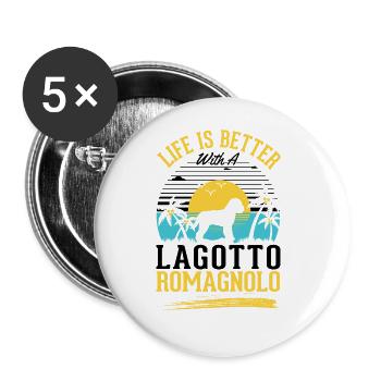 Das Leben ist besser mit Lagotto Romagnolo - Buttons groß 56 mm (5er Pack) - Weiß - Vorne