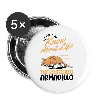Armadillo Saying Armadillo - Buttons large 2.2''/56 mm (5-pack) - white - Front