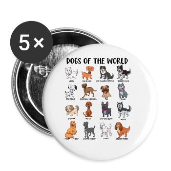 Le monde des chiens - Lot de 5 grands badges (56 mm) - blanc - Devant