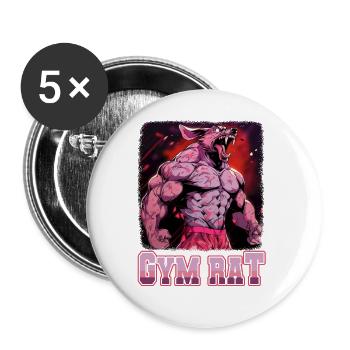Gym Council Bodybuilding Weight Training Fun Fitness - Buttons large 2.2''/56 mm (5-pack) - white - Front
