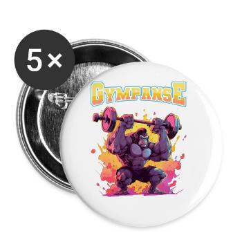 Gympanse Bodybuilding Weight Training Fitness Memes - Buttons large 2.2''/56 mm (5-pack) - white - Front