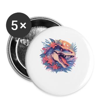 Dinosaurier Trex Dinos Dinosaurus Dino Baby - Buttons groß 56 mm (5er Pack) - Weiß - Vorne