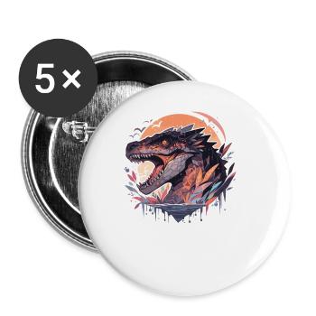 Dinosaurier Trex Dinos Dinosaurus Dino Baby - Buttons groß 56 mm (5er Pack) - Weiß - Vorne