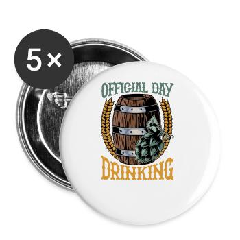 Official Day Drinking Team - Buttons large 2.2''/56 mm (5-pack) - white - Front