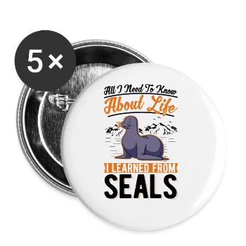 seal, sea lion, seal - Buttons large 2.2''/56 mm (5-pack) - white - Front