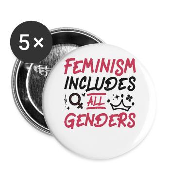 Feminist Feminism Includes All - Buttons large 2.2''/56 mm (5-pack) - white - Front