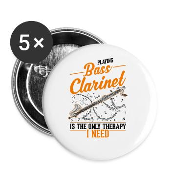 Clarinette basse Thérapie Clarinettiste basse - Lot de 5 grands badges (56 mm) - blanc - Devant