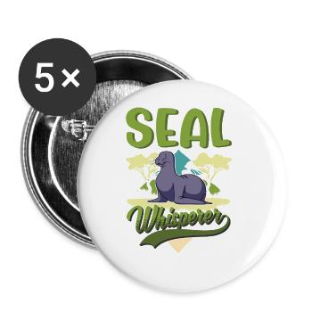 Seal Whisperer, Sea Seal, Seal, Seal - Buttons large 2.2''/56 mm (5-pack) - white - Front