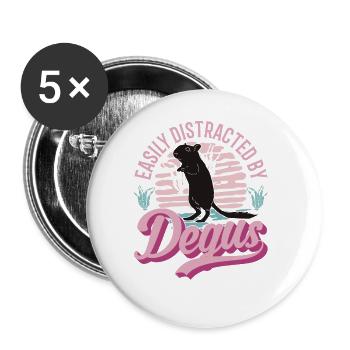 Degu Geschenk Strauchratte Walddegu - Buttons groß 56 mm (5er Pack) - Weiß - Vorne