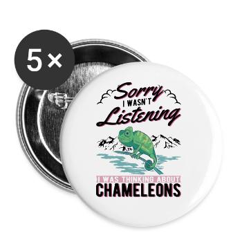 Chameleon Gift Idea Chameleon - Buttons large 2.2''/56 mm (5-pack) - white - Front