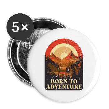 Born To Adventure Adventure Camp Nature Camper Team - Lot de 5 grands badges (56 mm) - blanc - Devant