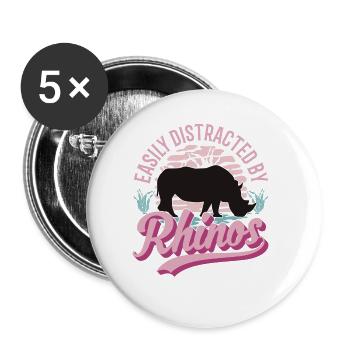 Easily distracted by Rhinos Rhino - Buttons large 2.2''/56 mm (5-pack) - white - Front