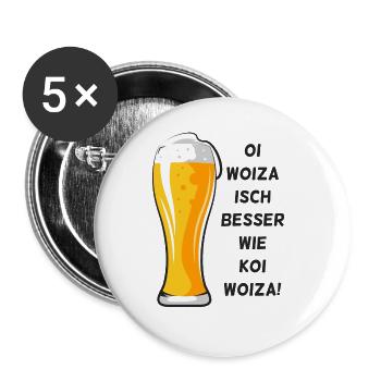Woiza Weizen Spruch Schwabe Sprüche Schwäbisch - Buttons groß 56 mm (5er Pack) - Weiß - Vorne