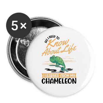 Chameleon Gift Chameleon - Buttons large 2.2''/56 mm (5-pack) - white - Front
