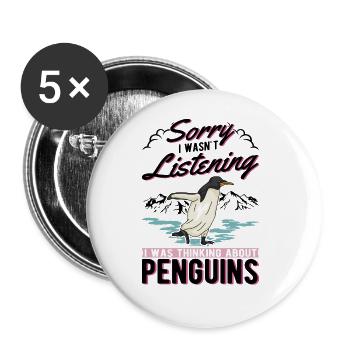 Pinguin Penguin Kaiserpinguin Gelbaugenpinguin - Buttons groß 56 mm (5er Pack) - Weiß - Vorne
