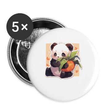 Panda Pandas Panda Bears Baby Panda Animals - Buttons large 2.2''/56 mm (5-pack) - white - Front