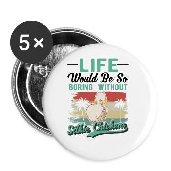 Silk Chicken Gift Silkie Chicken Silkie Chicken - Buttons large 2.2''/56 mm (5-pack) - white - Front