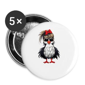 Poulet Maman Poulets Poule Cadeau Agriculteur - Lot de 5 grands badges (56 mm) - blanc - Devant